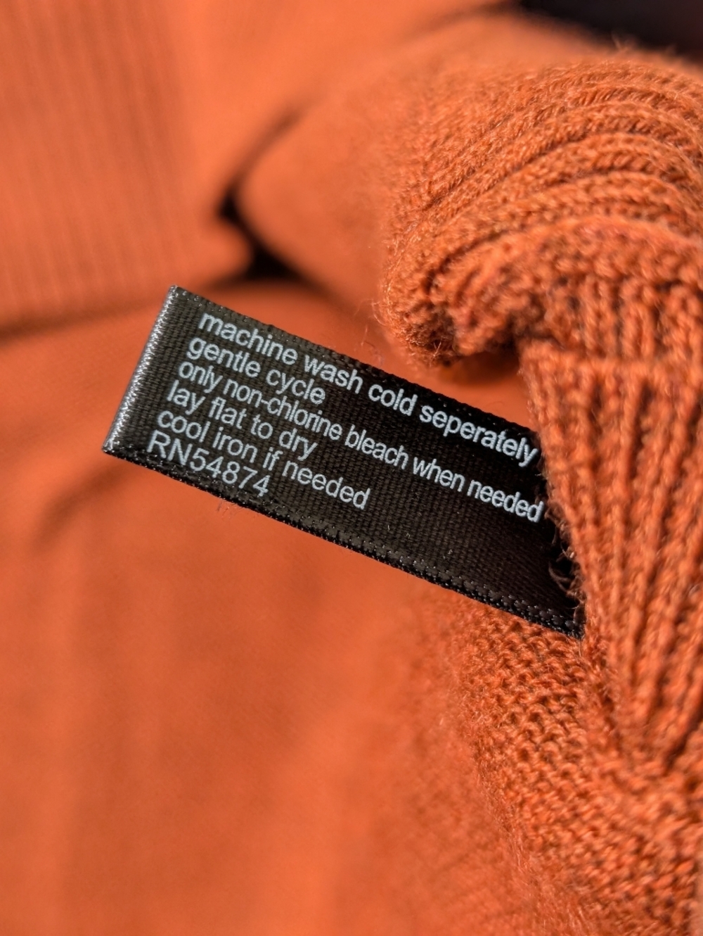 Merino Wool Blend Rust Sleeveless Mock Neck Button-Side Sweater Vest - Picture 7 of 7